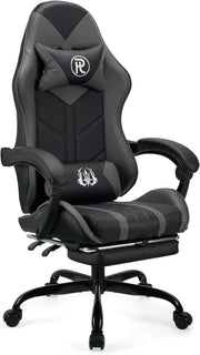 Ergonomic Gaming Chair Office Computer Desk Seat Recliner Faux Leather Grey
