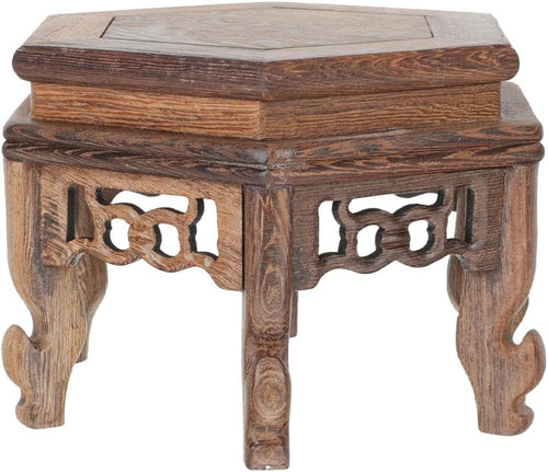Wood Plant Stand Oriental Pedestal Display Table Vase Base Antique Decor