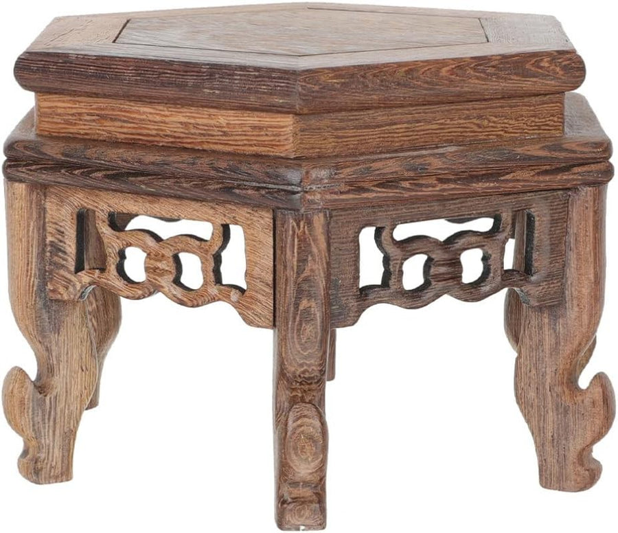 Wood Plant Stand Oriental Pedestal Display Table Vase Base Antique Decor