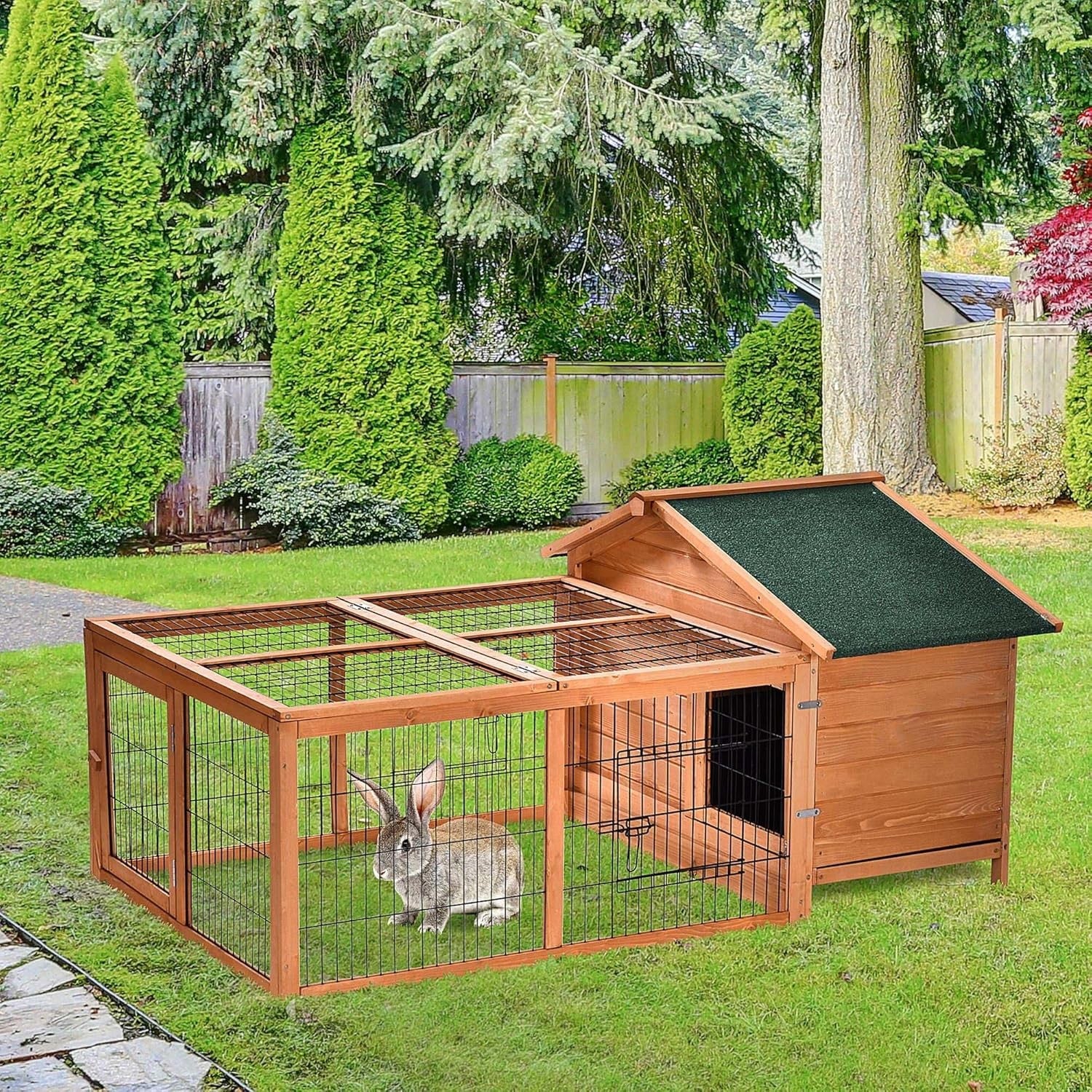 Large Wooden Rabbit Hutch Outdoor Run Weatherproof Guinea Pig Cage