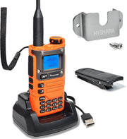 Dual Band Walkie Talkie VHF UHF NOAA Long Range Orange Radio Holder