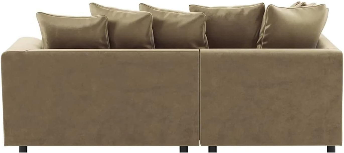 Beige Velvet Corner Sofa 4 Seater L Shape | Full Foam Cushions | Space Saving