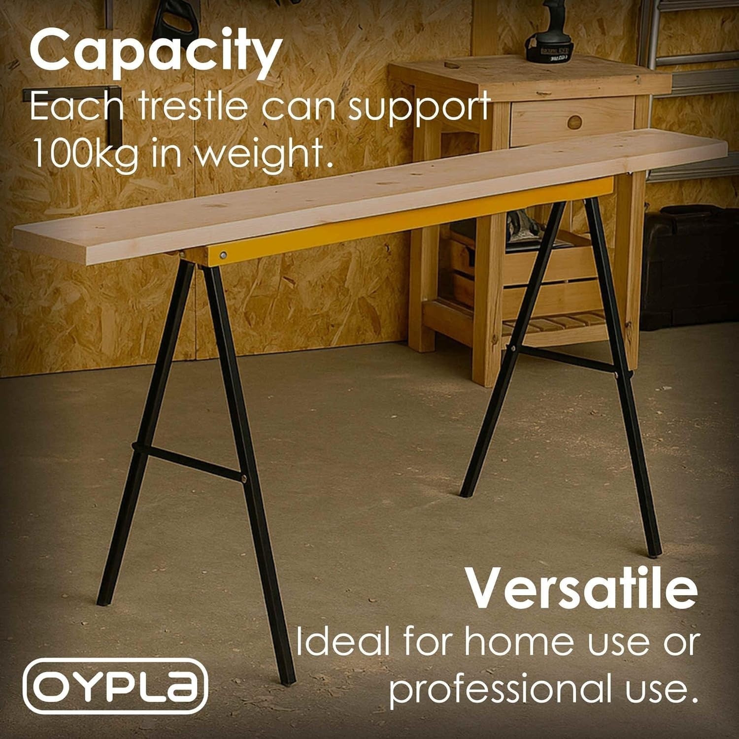 2x Folding Saw Trestles 100kg Each Heavy Duty Carpentry Work Stands Portable