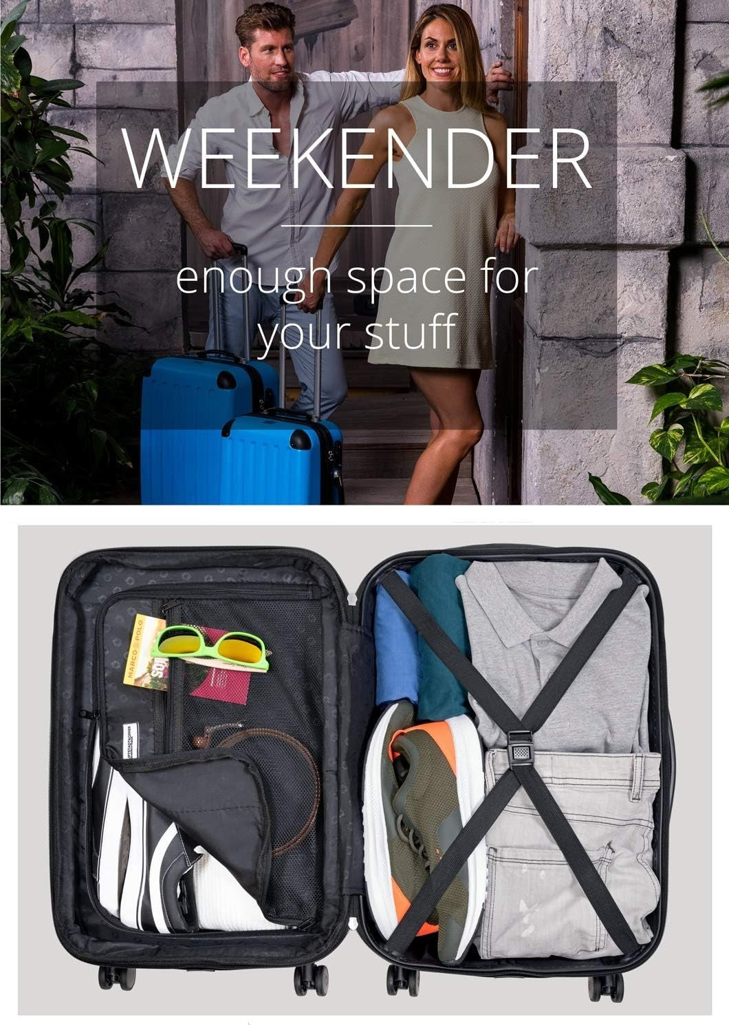 55cm Cabin Hard Shell Suitcase Expandable Spinner Wheels TSA Lock Carry On