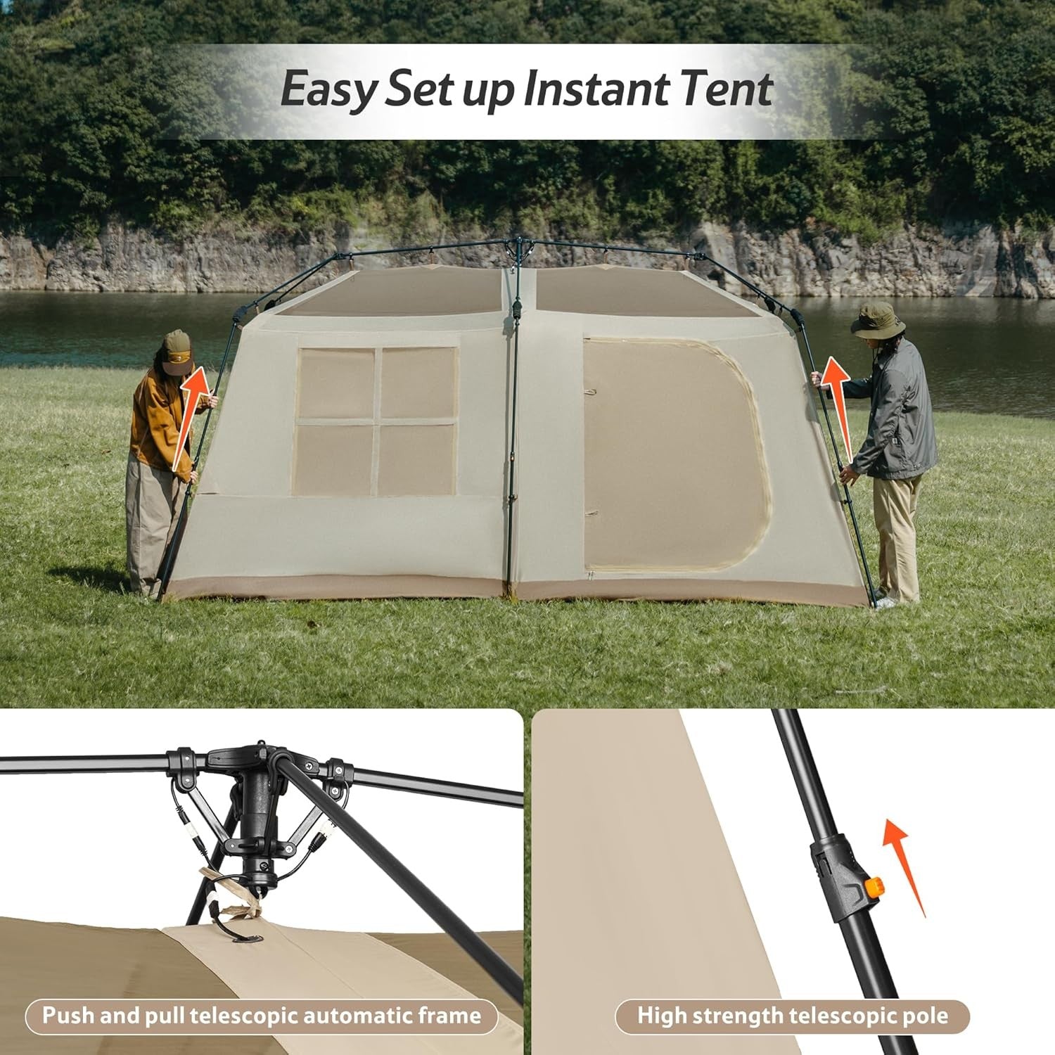 Pop Up Camping Tent 2-8 Man Waterproof Easy Setup Hiking