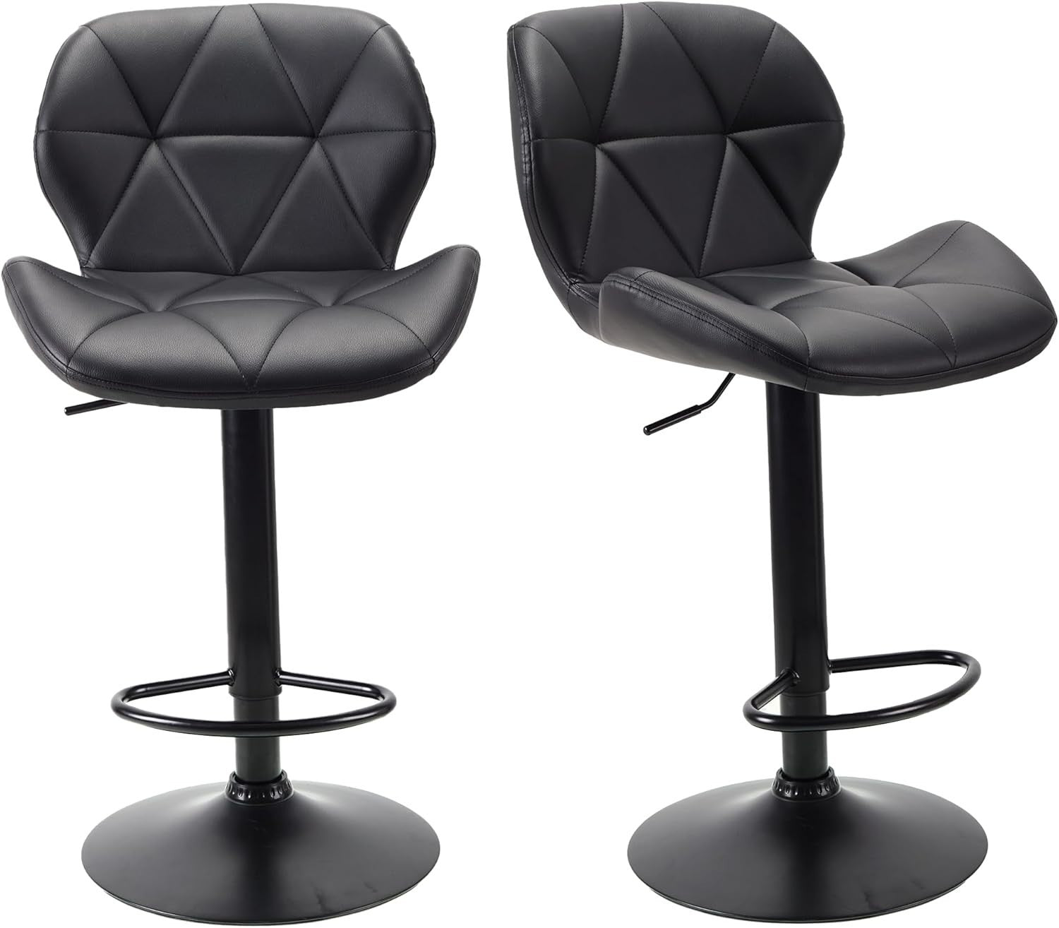 Velvet Dark Grey Bar Stools Set of 2 – Adjustable Swivel Kitchen Chairs