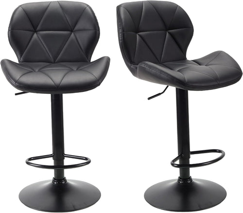 Velvet Dark Grey Bar Stools Set of 2 – Adjustable Swivel Kitchen Chairs