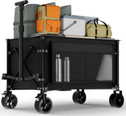 150L Heavy Duty Folding Garden Wagon Trolley All-Terrain Wheels Camping Cart