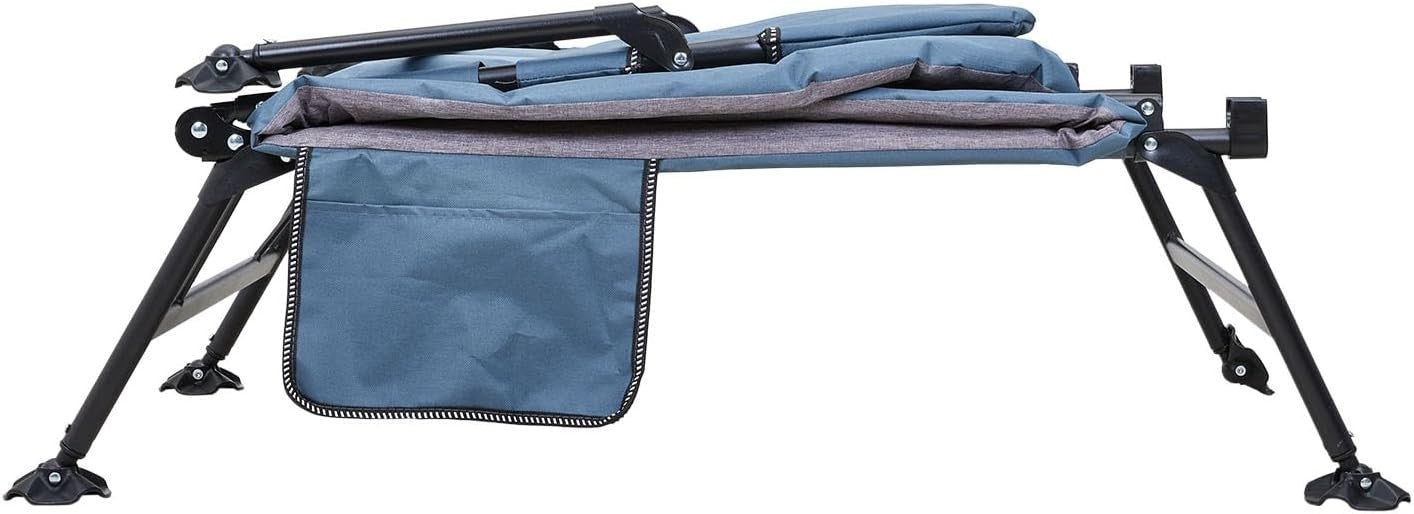 Adjustable Outdoor Sun Lounger with Headrest Pillow & Side Pocket Grey
