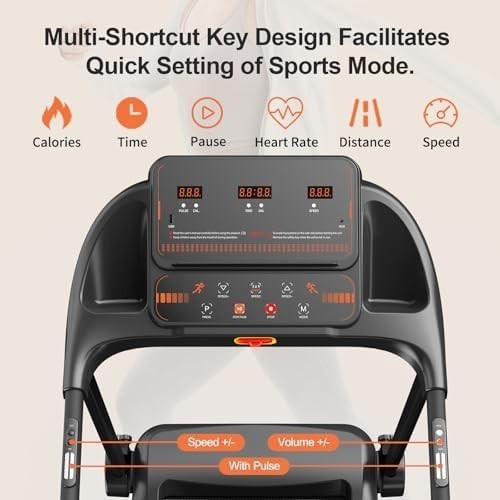 Foldable Treadmill Walking Pad 12km/h 2.5HP 12 Programs Home Fitness Gym