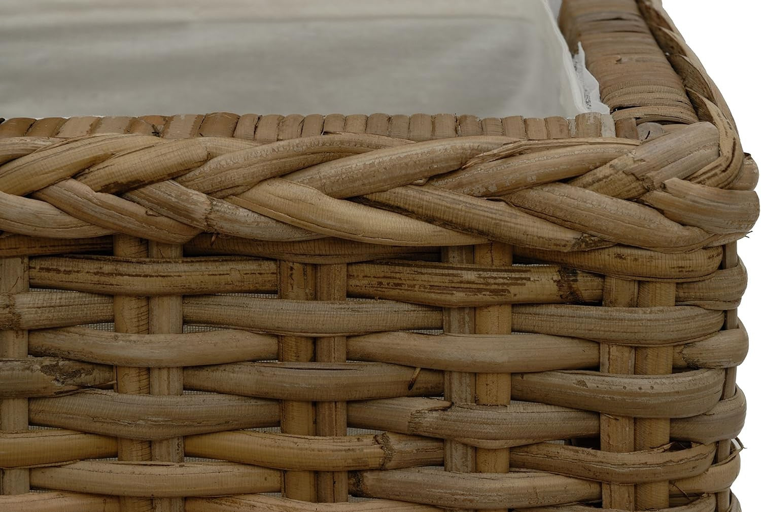 Real Rattan Laundry Basket with Lid & Liner 46x33x50cm Natural Brown