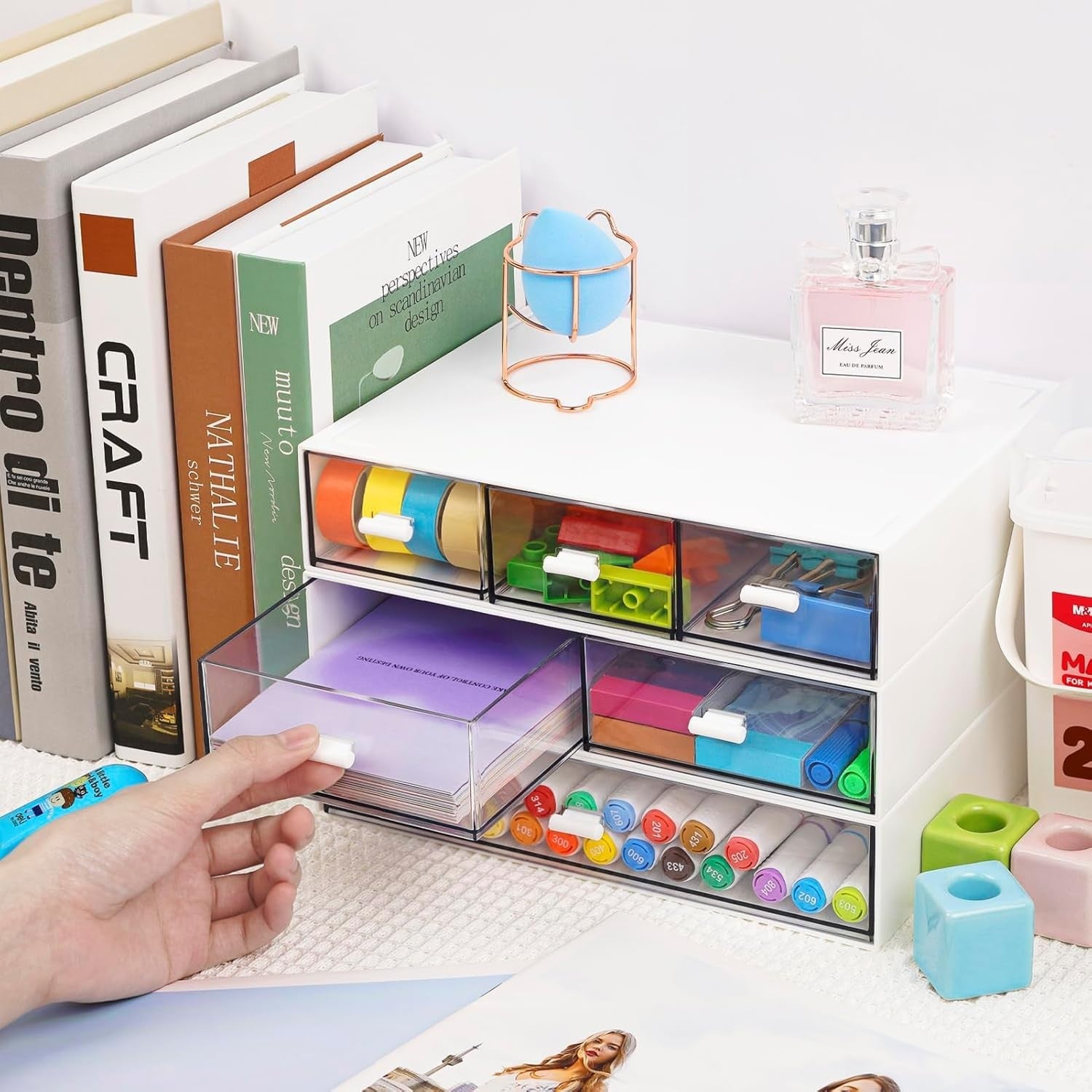 3 Tier Desk Organizer 6 Drawers Stackable Desktop Storage Box Office Home