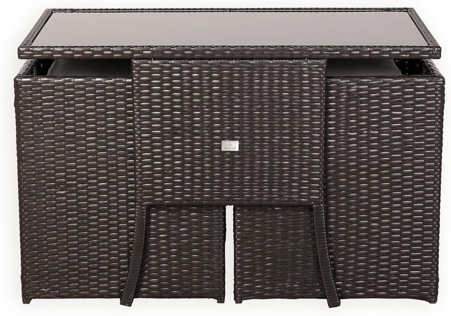 3 Piece Rattan Cube Bistro Set Patio Table Chairs Space Saving Balcony Dining