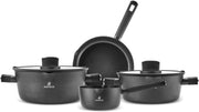 6Pcs Black Ceramic Non-Stick Cookware Set, PFAS-Free, Induction Safe