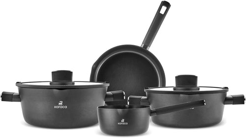 6Pcs Black Ceramic Non-Stick Cookware Set, PFAS-Free, Induction Safe