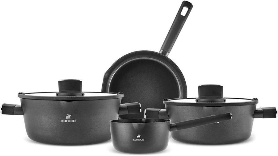 6Pcs Black Ceramic Non-Stick Cookware Set, PFAS-Free, Induction Safe