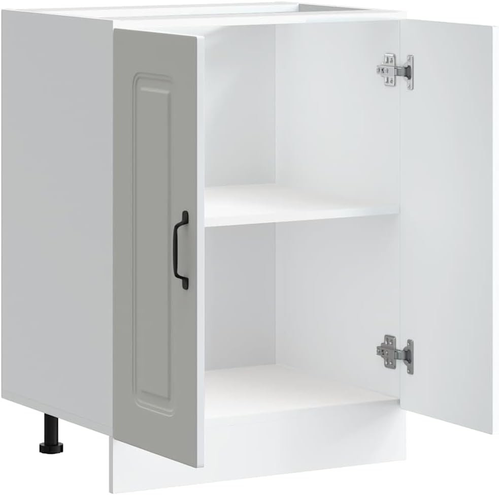White Bathroom Vanity Cabinet 60cm Under Sink Storage Unit  Double Doors