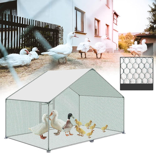 Walk In Chicken Run 3x2x2m Galvanised Steel Outdoor Pet Enclosure With Roof