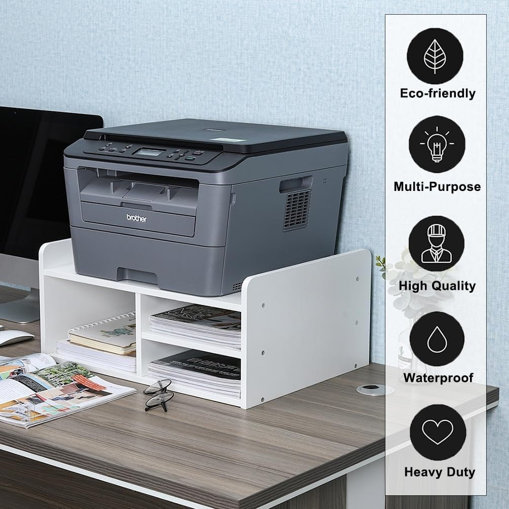 Desktop Printer Stand with Storage & 3 Compartments – Desk Organiser