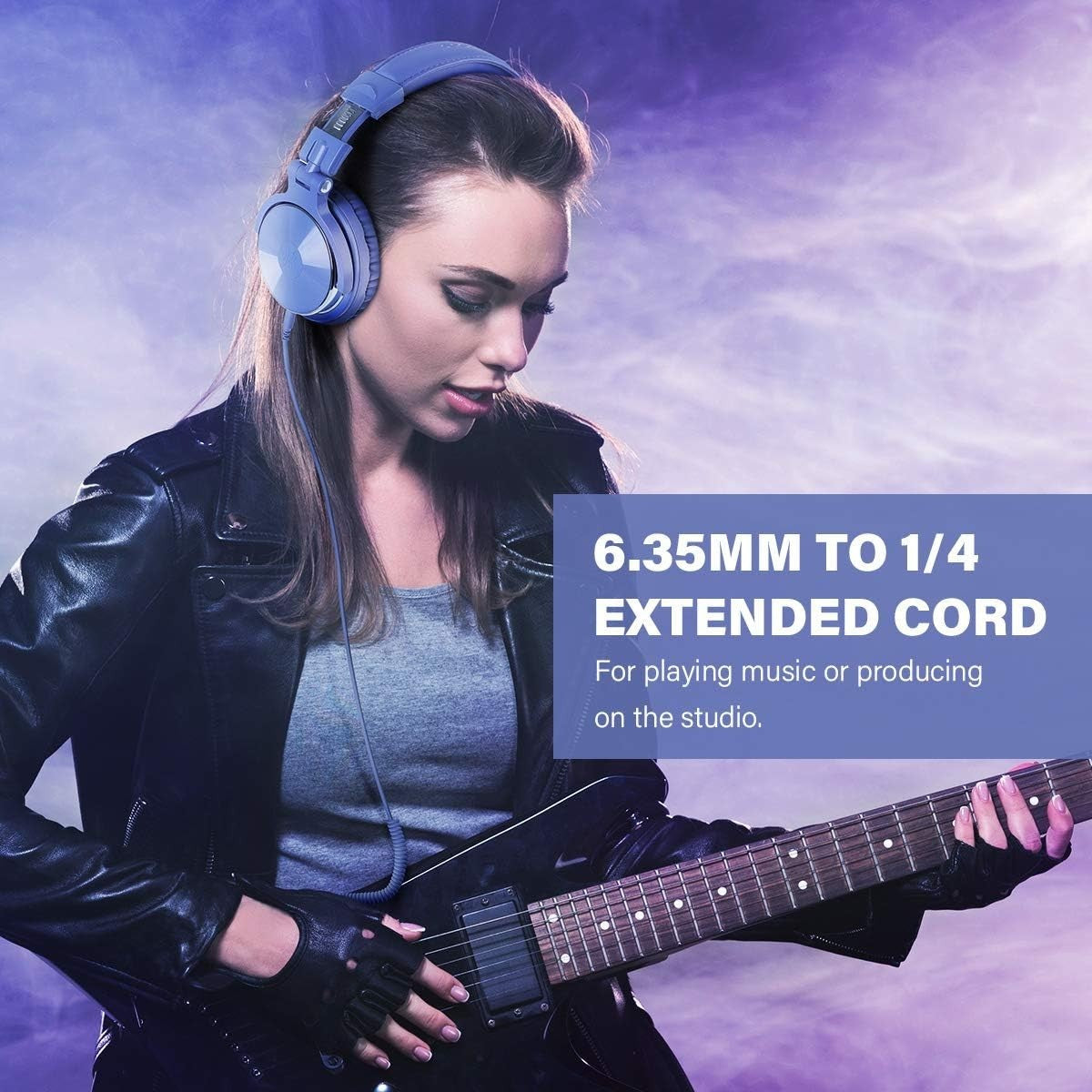 Studio Over Ear Headphones Hi-Fi 50mm Driver DJ Monitoring Blue