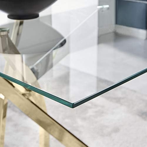 Rectangular Glass Dining Table 120x70x76cm Gold Starburst Legs 4-Seater