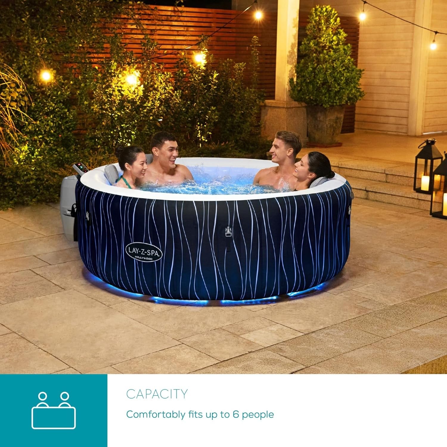 Inflatable Hot Tub Spa LED Lights 140 Air Jet Massage 4–6 Person