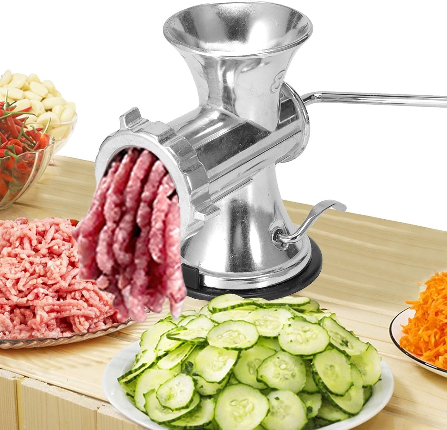 Manual Meat Grinder Sausage Maker Vacuum Suction Heavy Duty Mincer