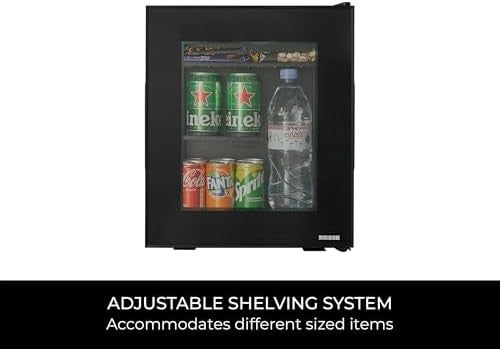 10L Black Corby Eton-E Mini Fridge Glass Door Tabletop Cooler LED