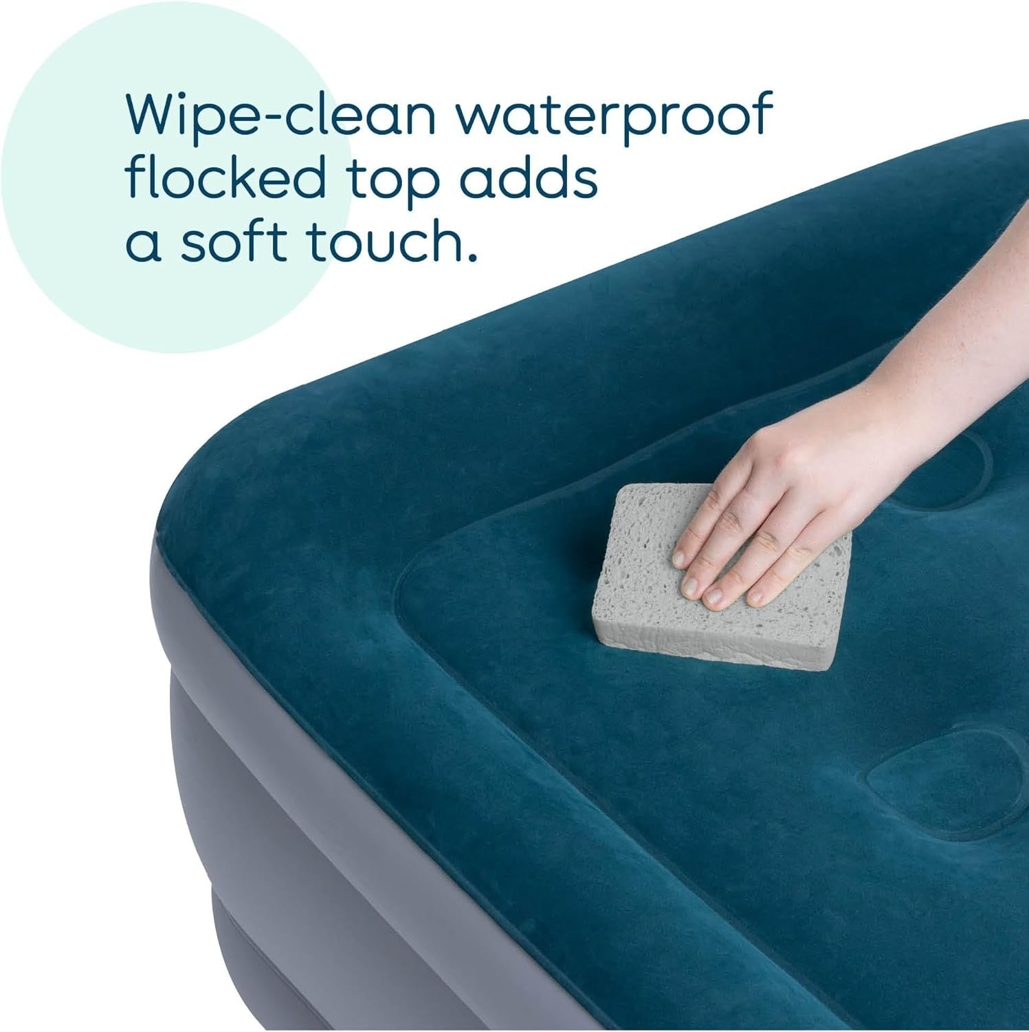 Double Inflatable Air Bed Built-In Pump Raised Flocked Mattress Guest Camping
