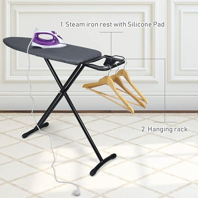 Compact Adjustable Ironing Board Foldable with Iron Rest Heat Resistant