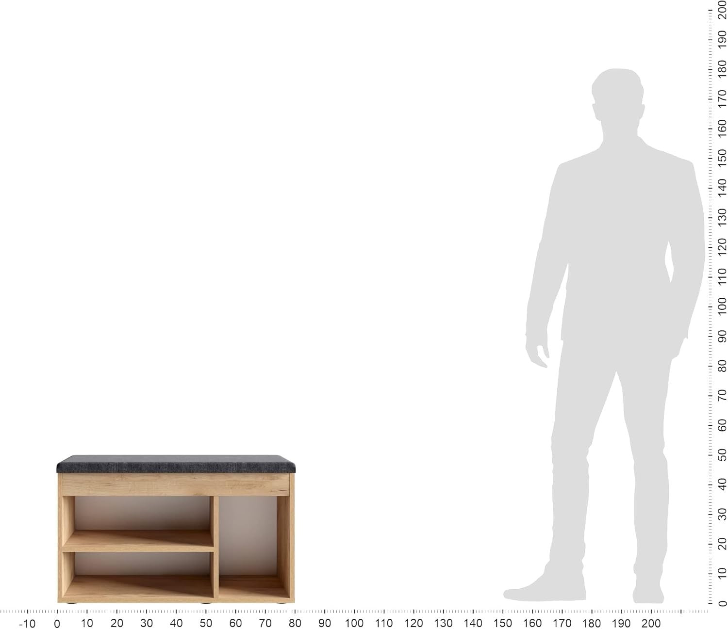 Honey Oak Shoe Storage Bench with Cushion Hidden Seat for Entryway Hallway