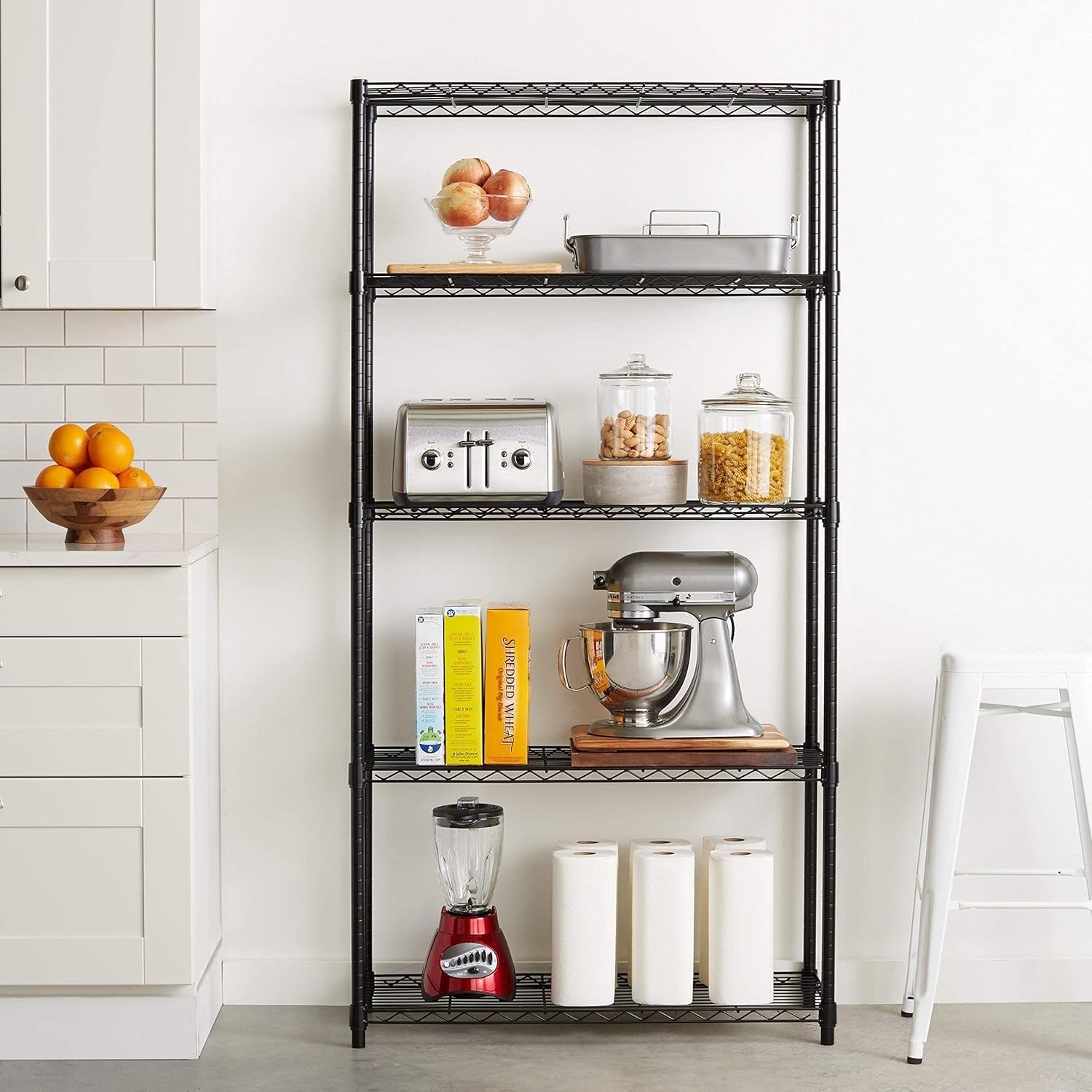 5-Tier Heavy-Duty Metal Storage Rack Adjustable Shelves Industrial Black Unit