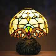 Stained Glass Desk Lamp 8" Mushroom Shade 3 Color Modes Bedroom Decor