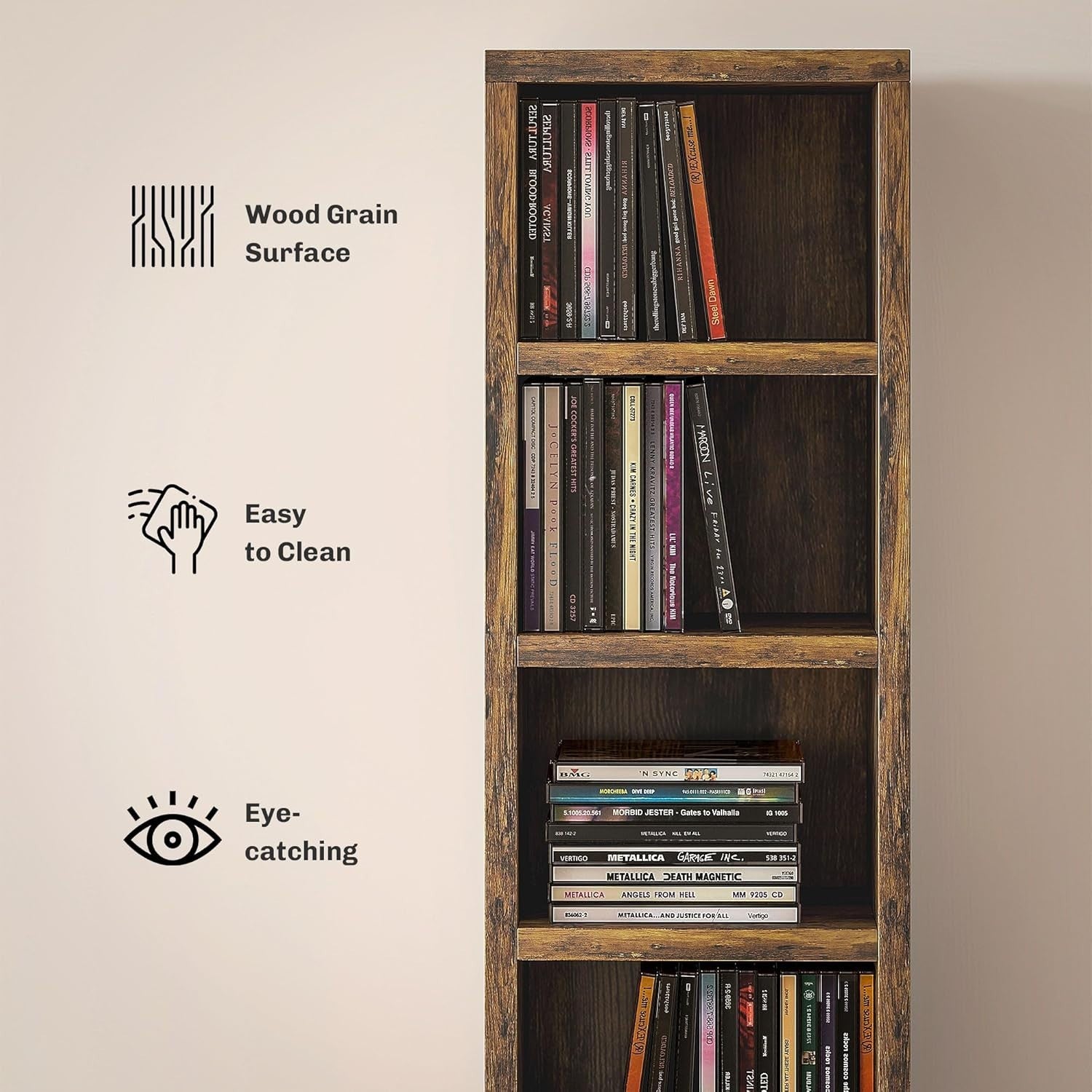 CD Storage Tower 204 CD Bookcase 12 Cube Slim Media Display Shelf