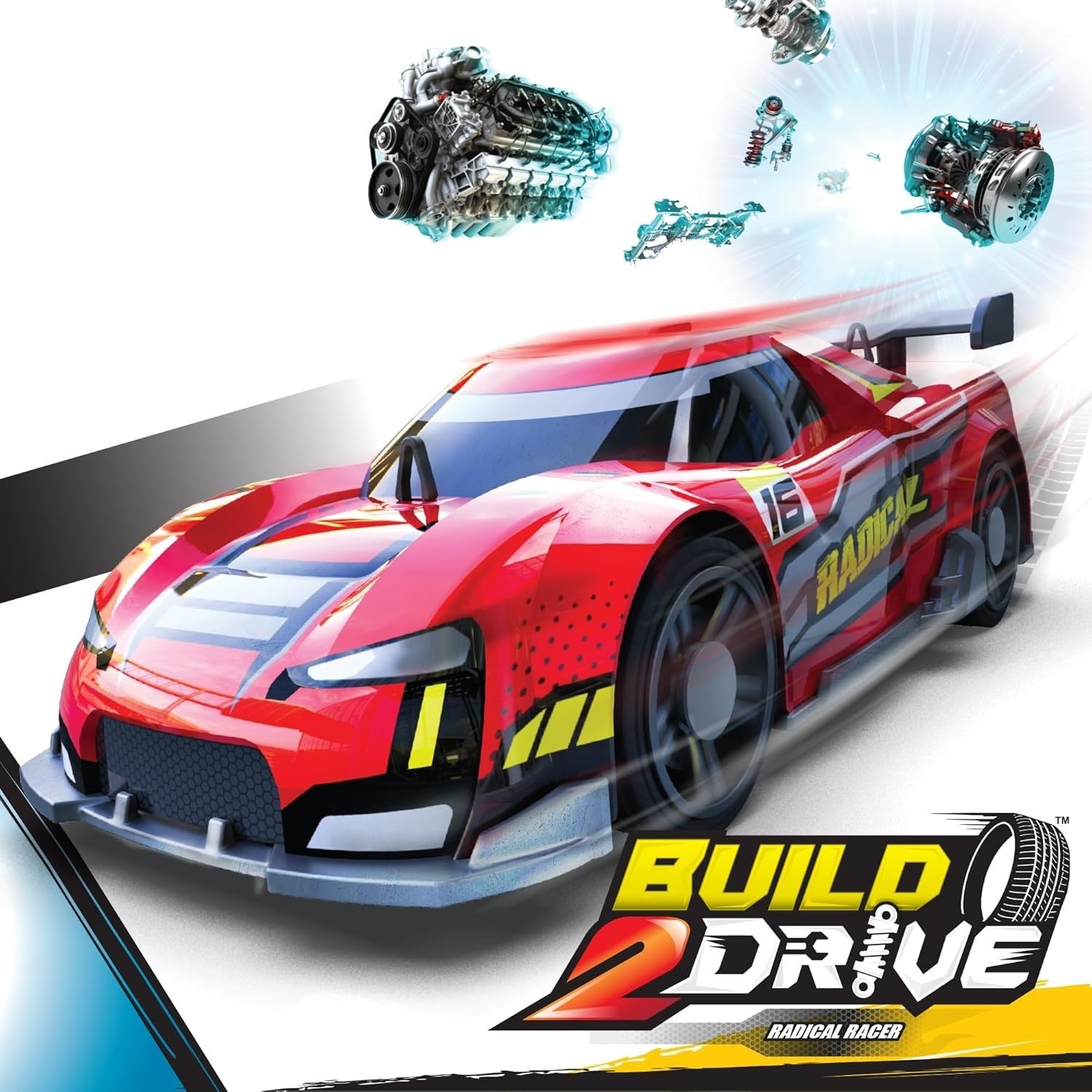 Build 2 Drive Radical Racer RC Car for Kids 6+, 8KM/H 2.4GHz Remote Control Car