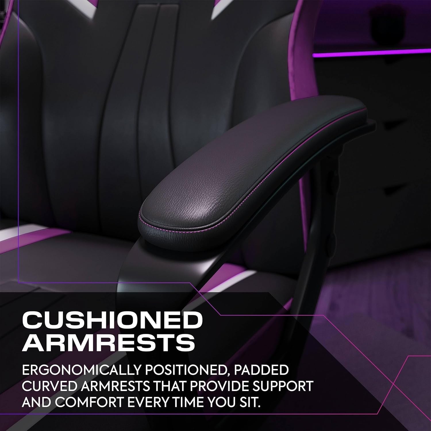 Ergonomic Gaming Chair High Back Wide Seat Purple