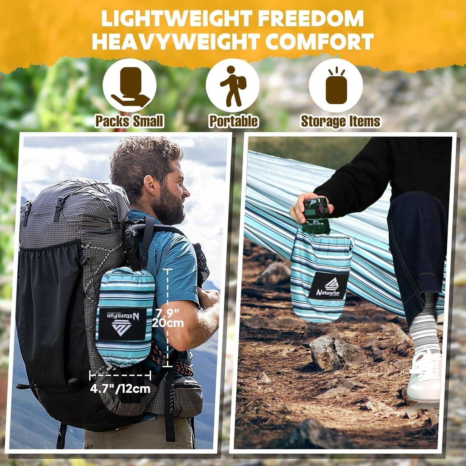 Ultra-Light Travel Camping Hammock - 300kg Load, Quick-Dry, Portable w/ Carabine