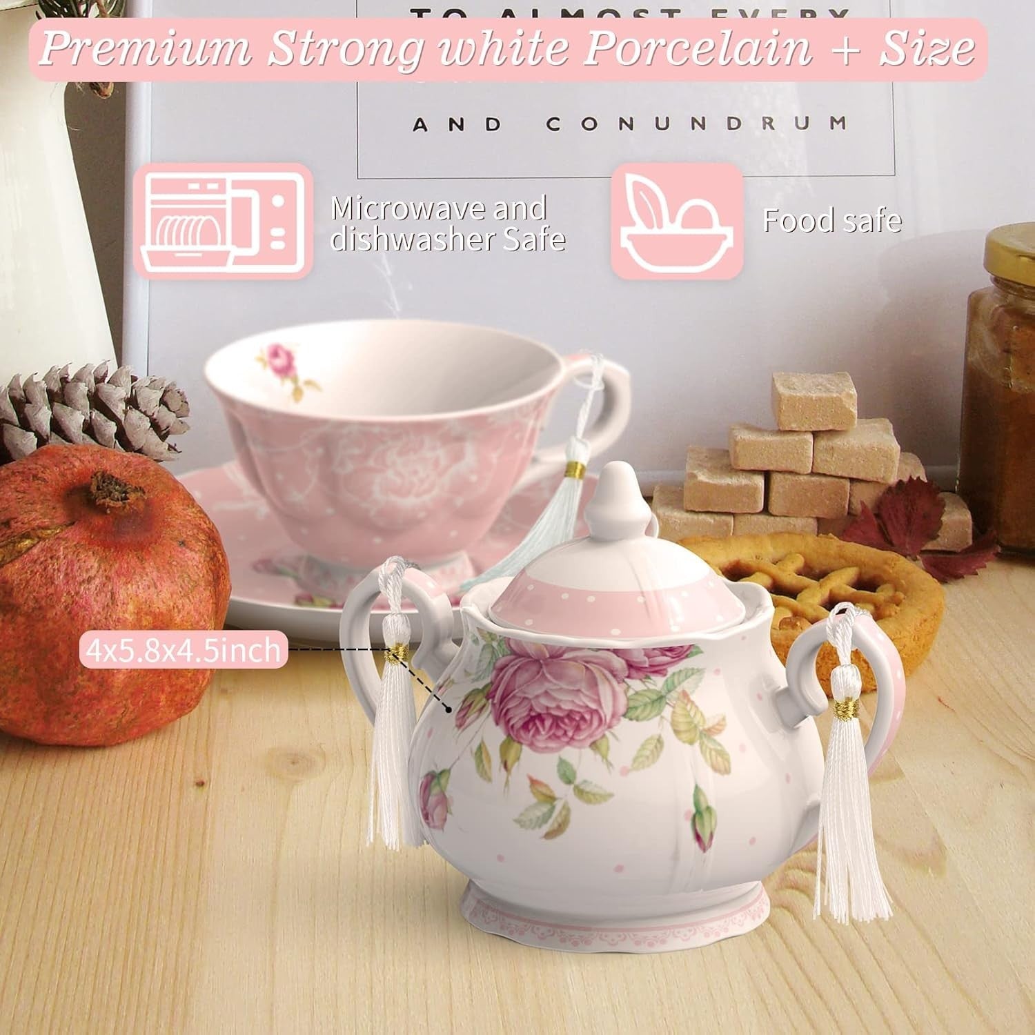 Vintage Floral Afternoon Tea Set Teapot Milk Jug Sugar Bowl 1300ml