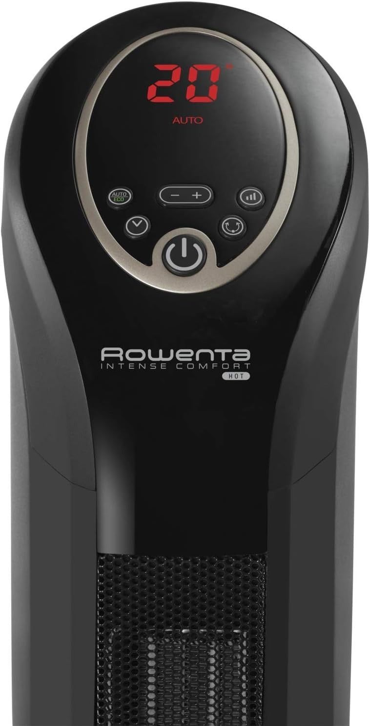 2400W Ceramic Tower Heater Fan 3 Heat Levels Quiet Hot Radiator w Remote – Black