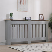 Extra Large Grey Radiator Cover Modern Slatted MDF Grill Cabinet 172x82x19cm