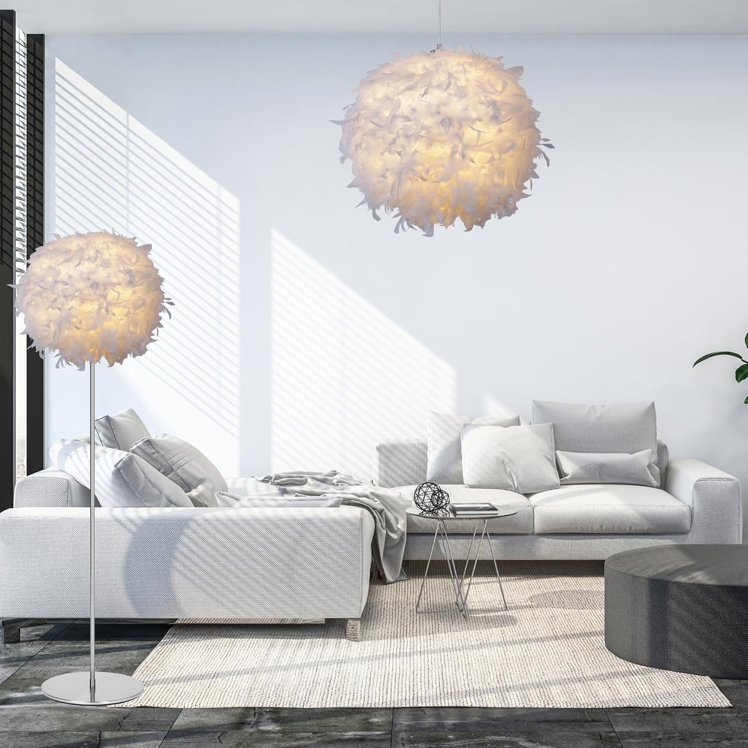 40cm White Feather Lampshade Ceiling Pendant Soft Luxury Light Shade