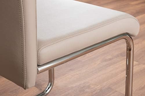 Modern Grey/White Glass Dining Table + 6 Cappuccino Chairs 160x90x76cm