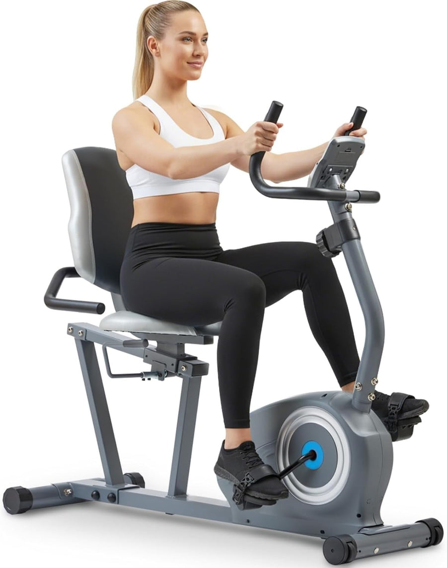 Recumbent Exercise Bike Magnetic Bluetooth LCD Quiet Adjustable Seat Home Gym