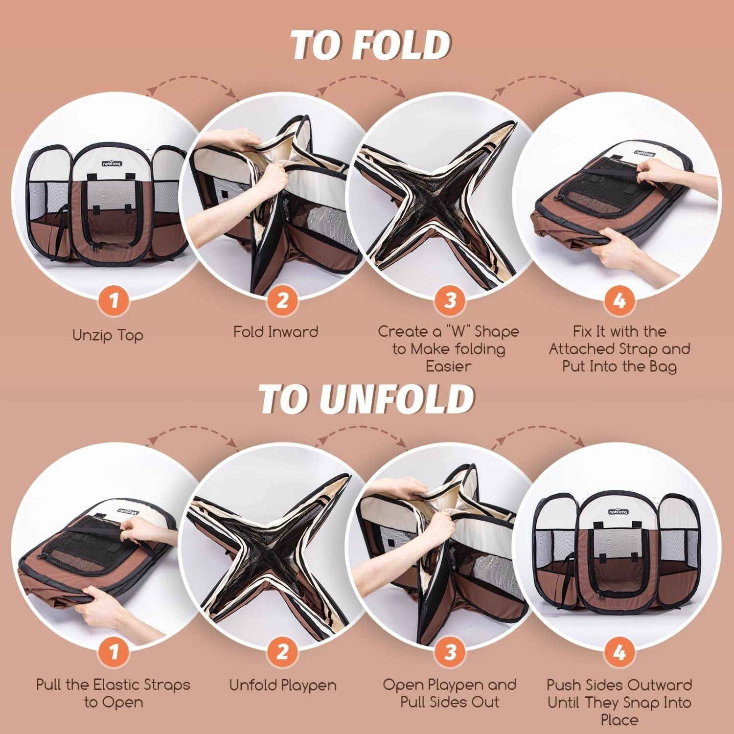 Portable Foldable Pop-Up Puppy Playpen Indoor Outdoor Pet Cage 62x62x45cm