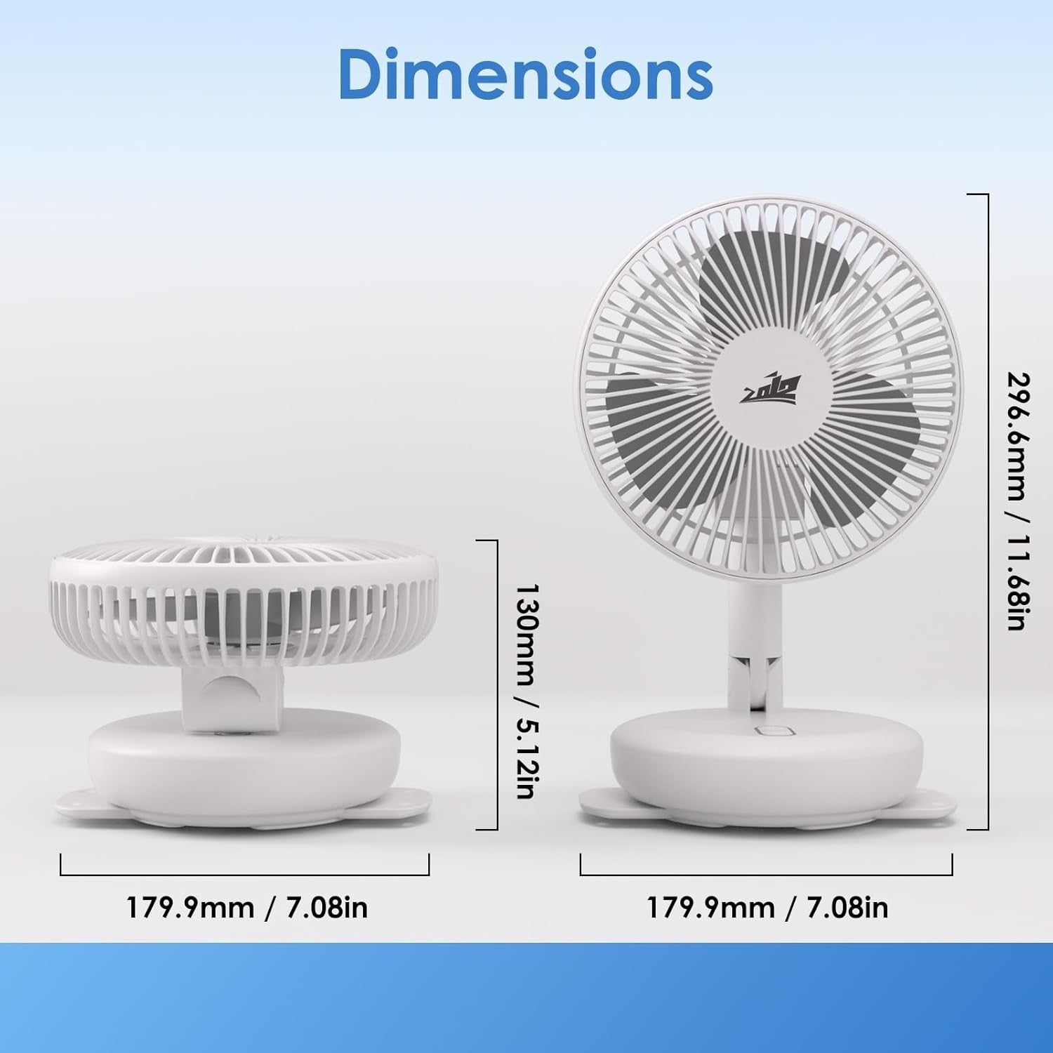 12V Wall Mount Fan – 180° Foldable Dual Power Fan with LED Light for RV & Boat