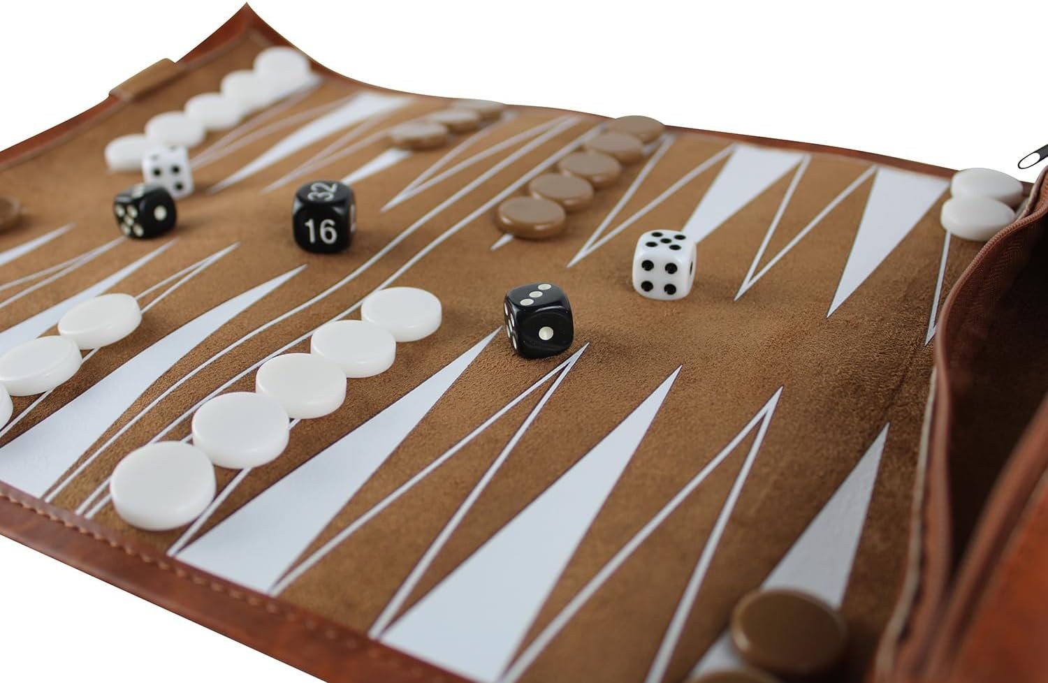 13 Inch Roll Up Backgammon Travel Set Portable Folding Strategy Board Game