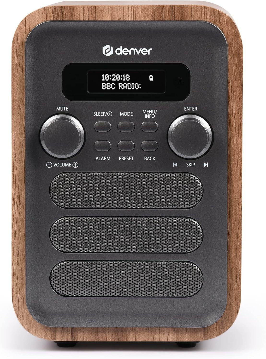 DAB Bluetooth Digital Radio Alarm Clock with Remote, Grey, 40 Presets