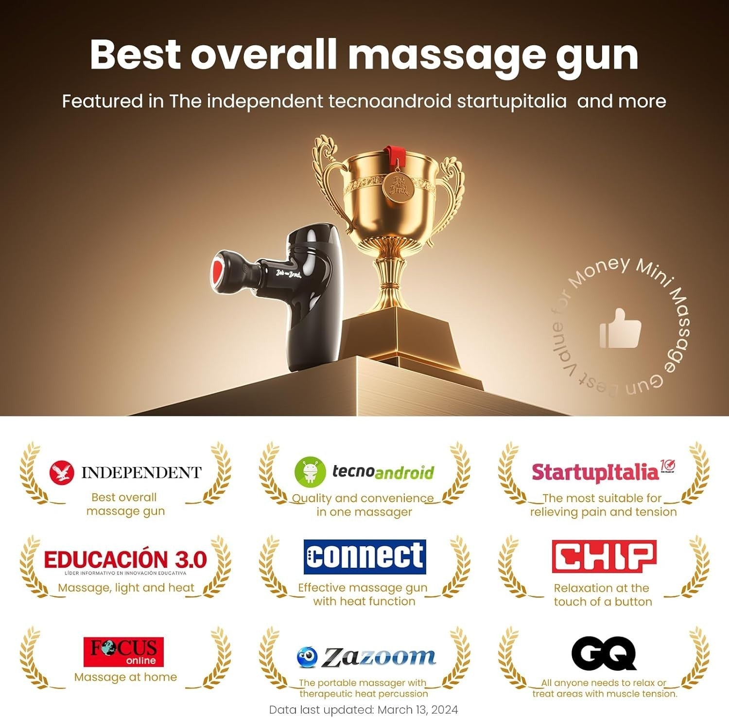 Deep Tissue Massage Gun Heat Therapy 9mm Amplitude Quiet Muscle Relief