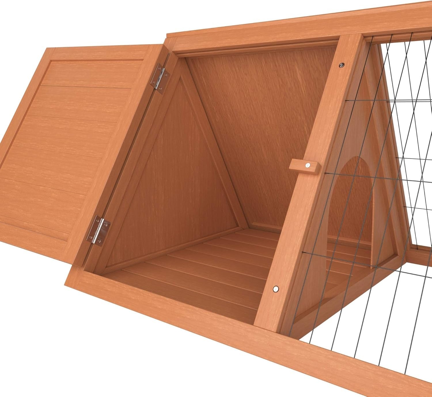 Triangle Rabbit Hutch Outdoor Wooden Guinea Pig Cage Secure Run Enclosure