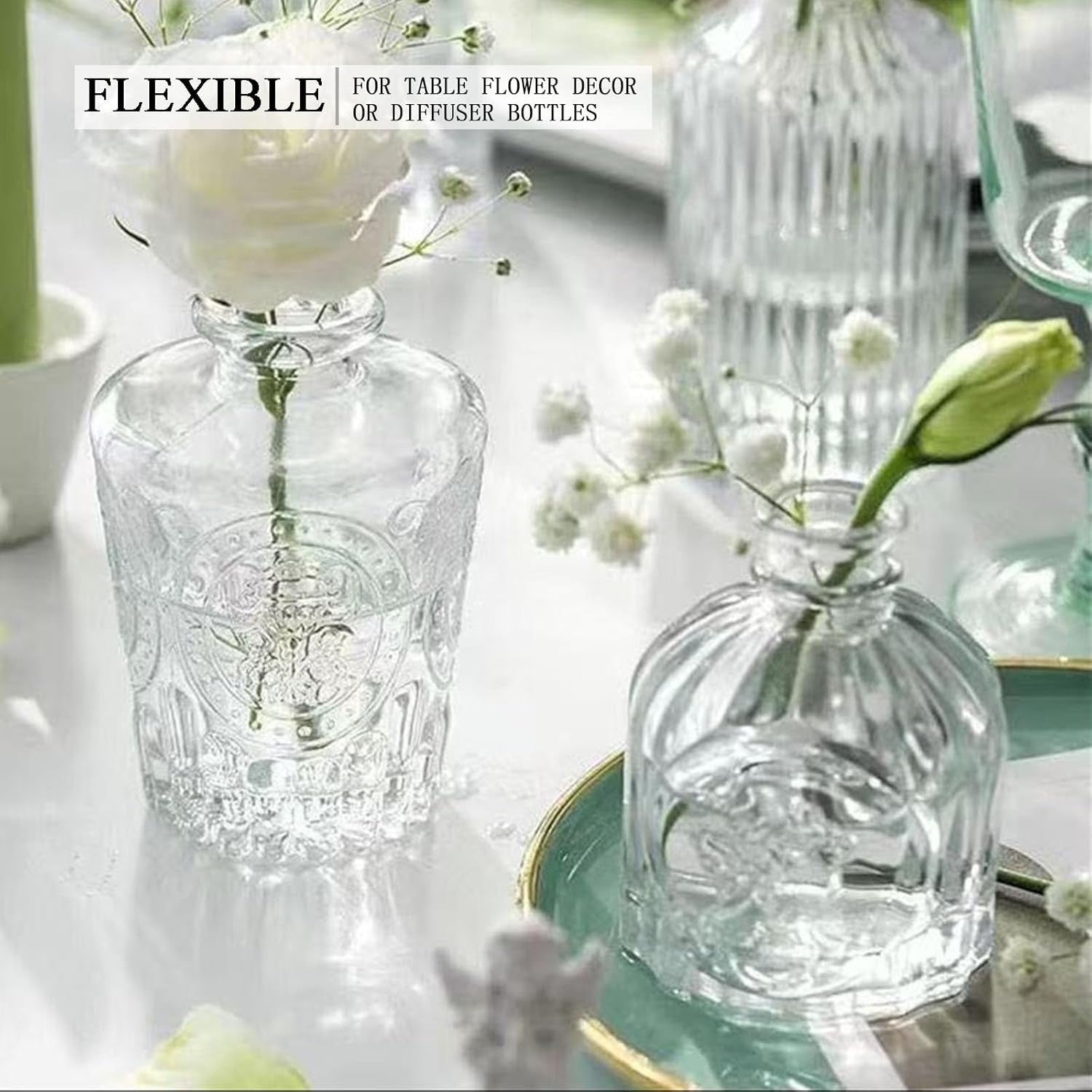 24 Glass Bud Vase Set Mini Clear Vases Wedding Table Decor Bulk Pack